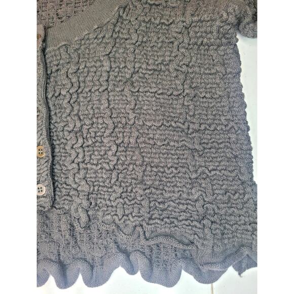 Free People Rosehip Cardi in Raven Feather Sz L Cropped Textured Knit Boho Chic - Picture 5 of 11